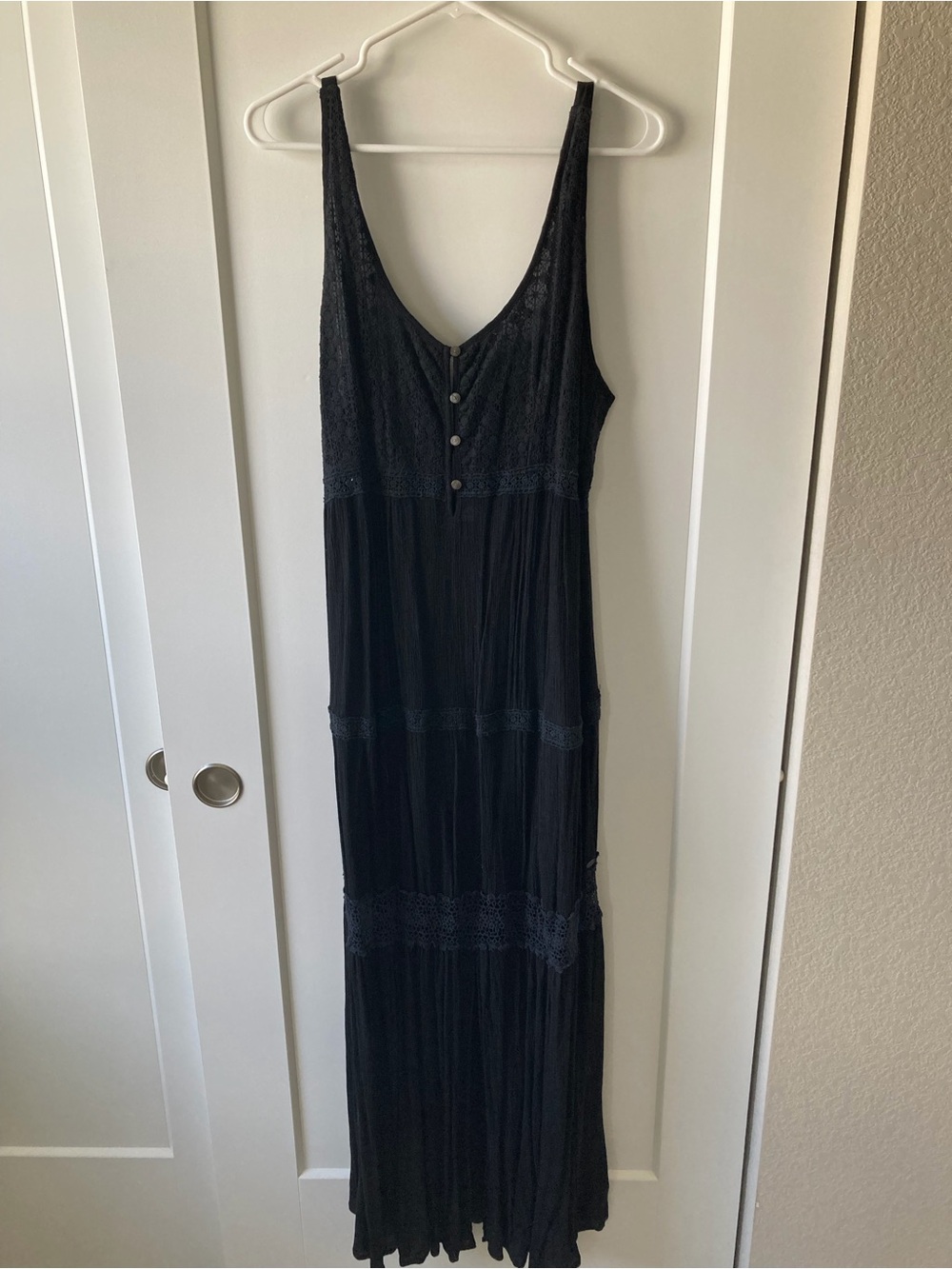 O'Neill Black Crochet-Trim Maxi Dress